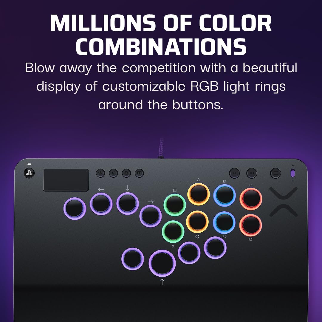 Turtle Beach Victrix Pro KO Leverless Esports All Button Fight Stick. PS5 | PlayStation. PS4. Windows PC. Tournament Arcade Controller. 16 Cherry Switches. Slim Design. RGB Lighting. USB-C Cable. Gray