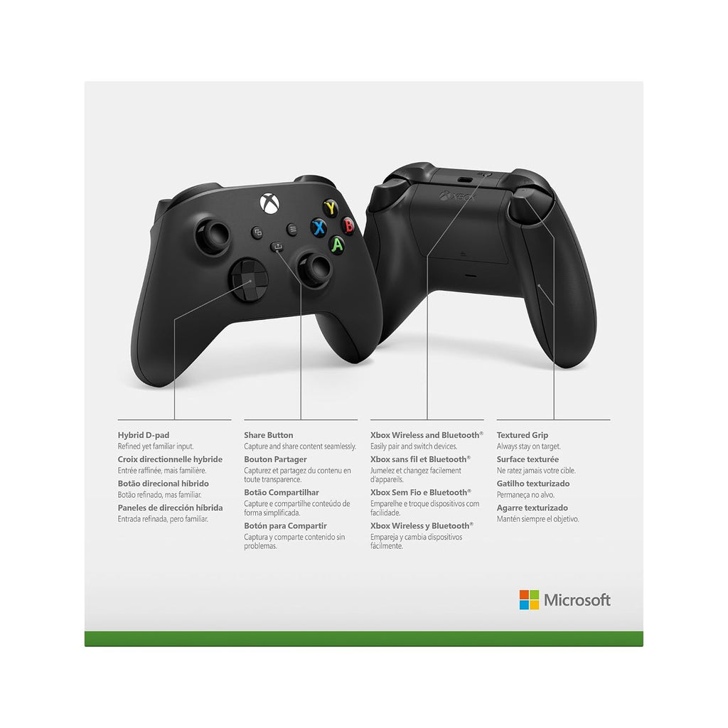 XBOX Wireless Gaming Controller | Carbon Black | Consoles. PCs. TVs. mobile. and more | Textured Grip | Wireless. Bluetooth. USB-C Connectivity