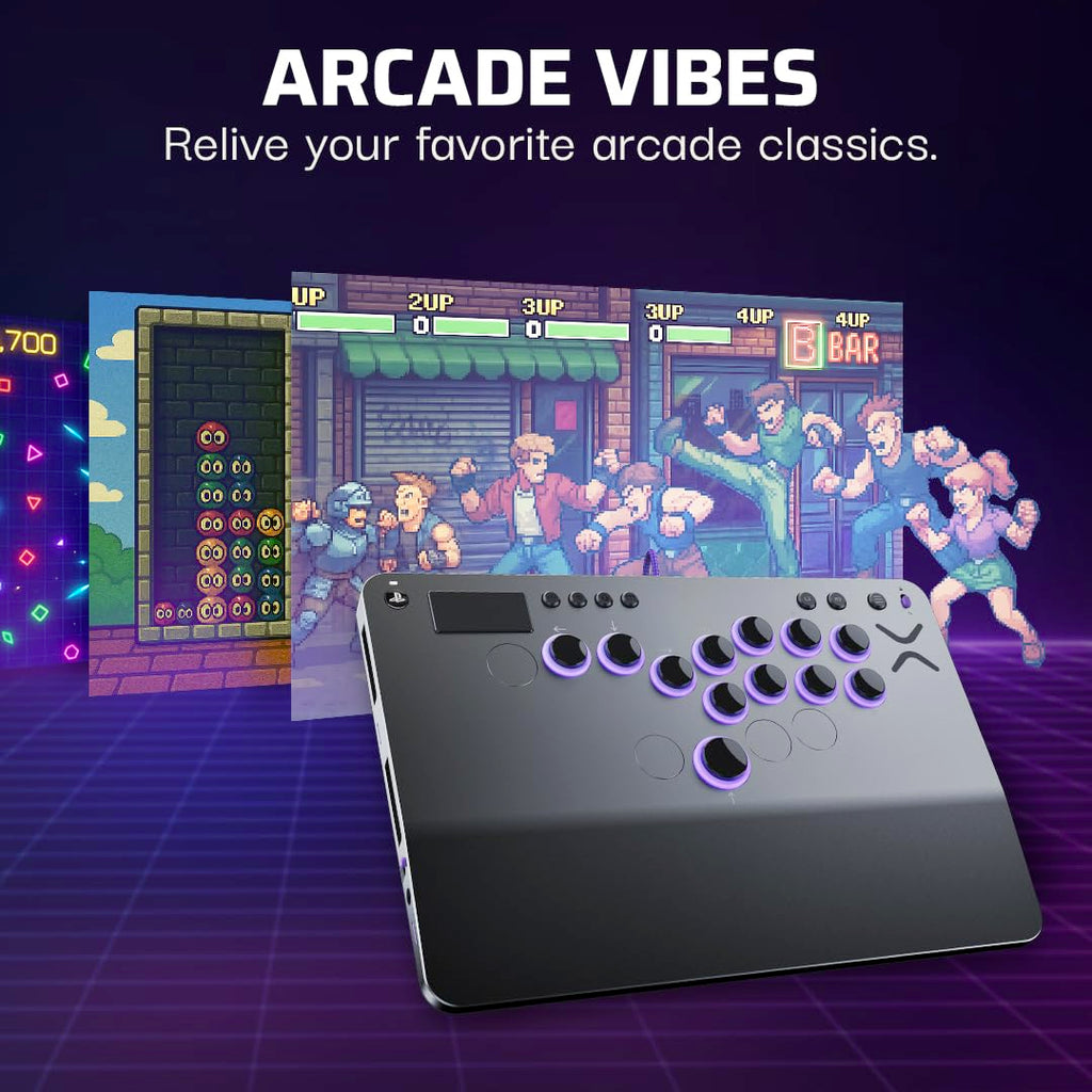 Turtle Beach Victrix Pro KO Leverless Esports All Button Fight Stick. PS5 | PlayStation. PS4. Windows PC. Tournament Arcade Controller. 16 Cherry Switches. Slim Design. RGB Lighting. USB-C Cable. Gray