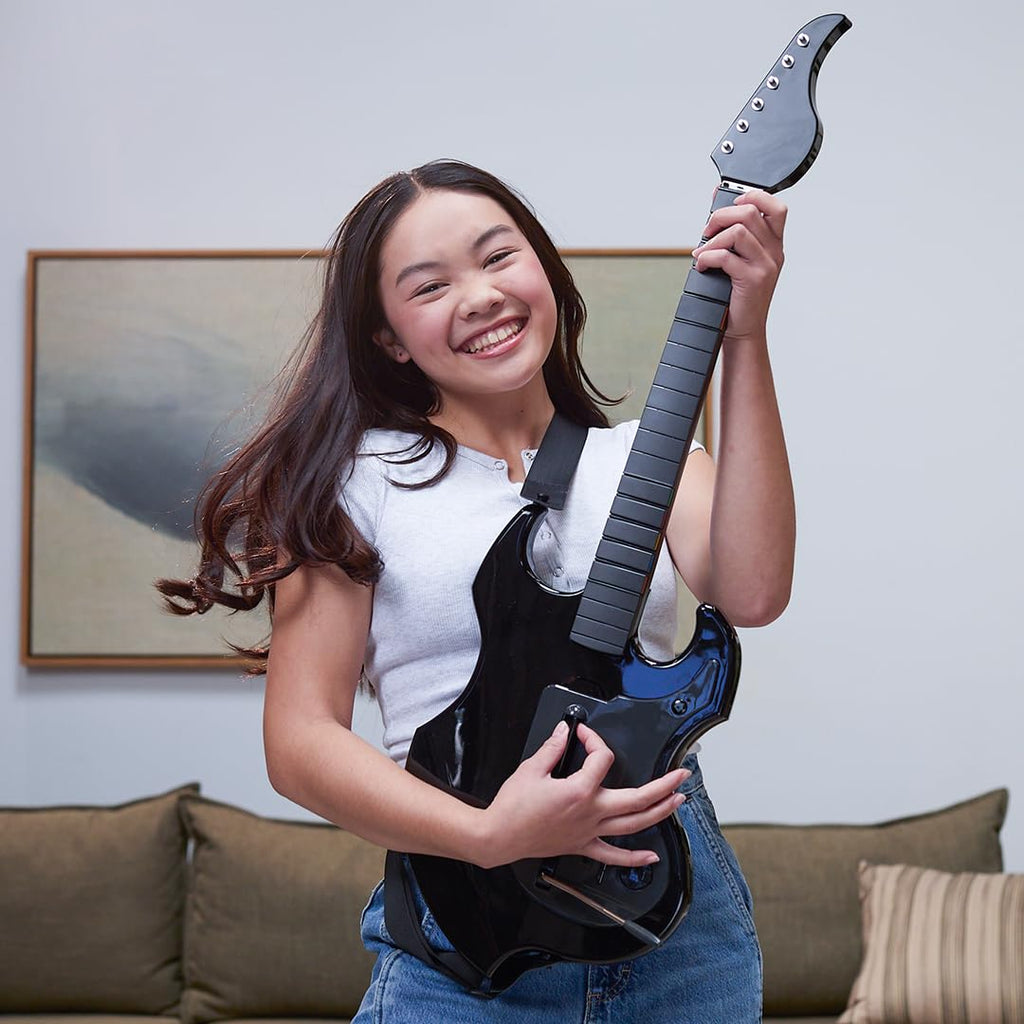 PDP Riffmaster Wireless Guitar Controller for Nintendo Switch 2. Lite. OLED | Licensed for Switch. Fortnite Festival. Rechargeable 40-Hr Battery. Collapsible Design. 2 Mappable Buttons. Audio Jack
