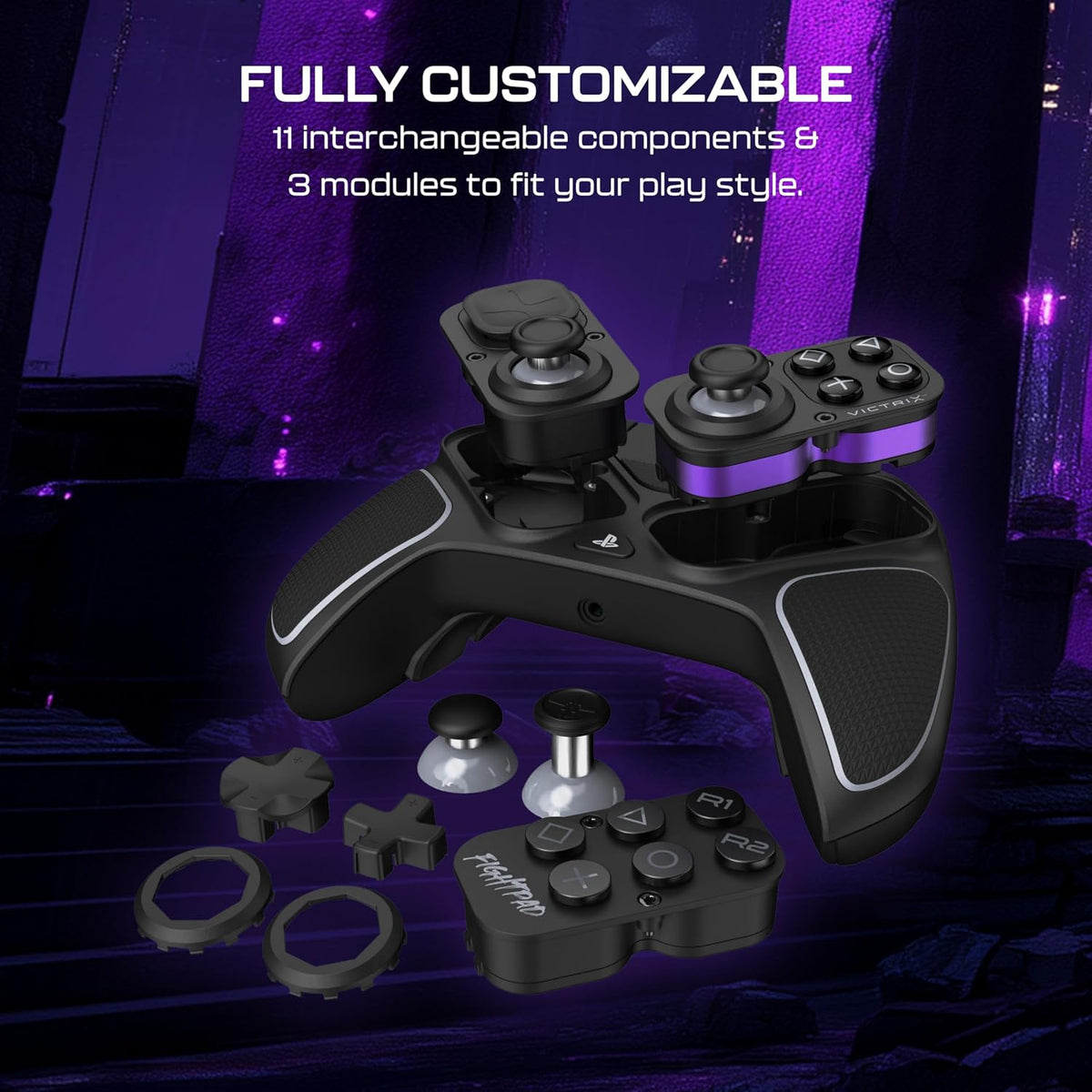Turtle Beach Victrix Pro BFG Reloaded Wireless Gaming Controller for PS5 | PS5. PS4. PlayStation. PC. Modular. Fightpad Module. Hall-Effect Sticks. Triggers. 4 Remappable Buttons. Esports. Black
