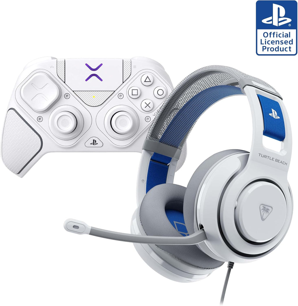 Bundle of Turtle Beach Atlas 200 Wired Gaming Headset Officially Licensed for PS5 & PS4 - White + Victrix Pro BFG Reloaded Wireless Gaming Controller Officially Licensed for PS5. PS4. PC