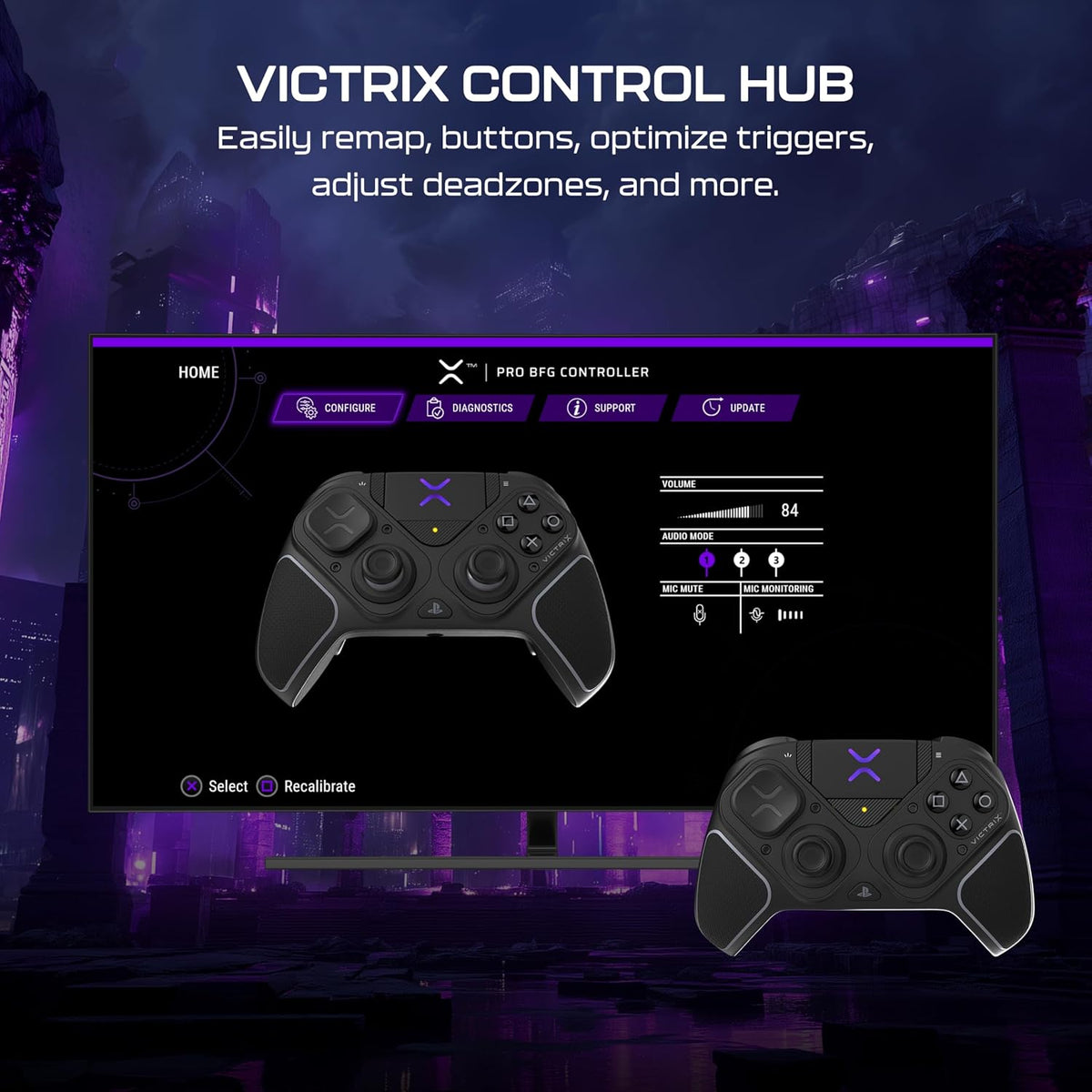 Turtle Beach Victrix Pro BFG Reloaded Wireless Gaming Controller for PS5 | PS5. PS4. PlayStation. PC. Modular. Fightpad Module. Hall-Effect Sticks. Triggers. 4 Remappable Buttons. Esports. Black